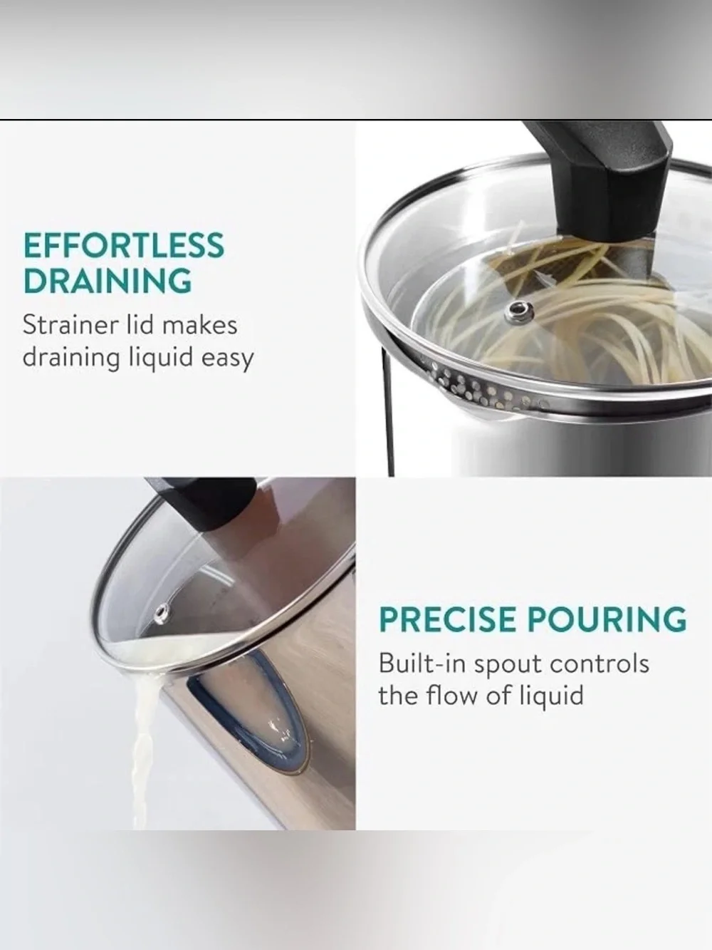 New Navaris 3.4L Multi Cooking Pasta Pot w Integrated Strainer & Frying Basket